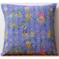  16'' INDIAN CUSHION COVER PILLOW CASE KANTHA WORK FLORAL ETHNIC THROW DECOR ART   232854167499